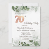 Invitation Aquarelle Eucalyptus Verdure 70e fête d'anniversai (Devant)