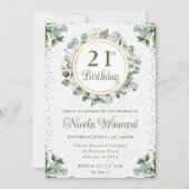 Invitation Aquarelle Eucalyptus Verdure Anniversaire (Devant)