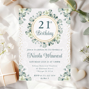 Invitation Aquarelle Eucalyptus Verdure Anniversaire