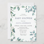 Invitation Aquarelle Eucalyptus Verdure Baby shower NEUTRE (Devant)