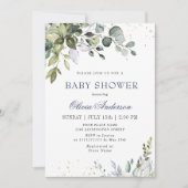 Invitation Aquarelle Eucalyptus Verdure Baby shower NEUTRE (Devant)