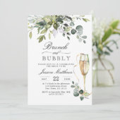 Invitation Aquarelle Eucalyptus Verdure Brunch & Bubbly (Debout devant)