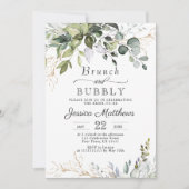 Invitation Aquarelle Eucalyptus Verdure Brunch & Bubbly (Devant)