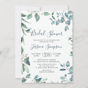 Invitation Aquarelle Eucalyptus Verdure Brunch nuptial