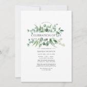 Invitation Aquarelle Eucalyptus Verdure Célébration de la vie (Devant)