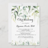 Invitation Aquarelle Eucalyptus Verdure Christening (Devant)