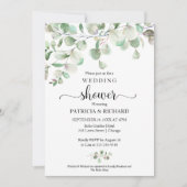 Invitation Aquarelle Eucalyptus Verdure Couples Douche (Devant)