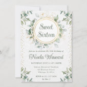 Invitation Aquarelle Eucalyptus Verdure Douce 16 ans (Devant)