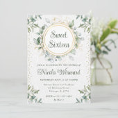 Invitation Aquarelle Eucalyptus Verdure Douce 16 ans (Debout devant)