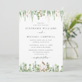 Invitation Aquarelle Eucalyptus Verdure Mariage moderne (Debout devant)