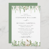 Invitation Aquarelle Eucalyptus Verdure Mariage moderne (Devant / Derrière)