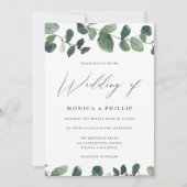 Invitation Aquarelle Eucalyptus Verdure Mariage moderne (Devant)