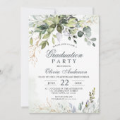 Invitation Aquarelle Eucalyptus Verdure PHOTO Graduation (Devant)