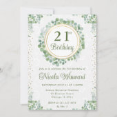 Invitation Aquarelle Eucalyptus Verdure Wreath Anniversaire (Devant)