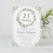 Invitation Aquarelle Eucalyptus Verdure Wreath Anniversaire (Debout devant)