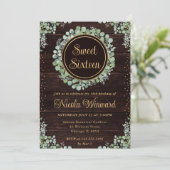 Invitation Aquarelle Eucalyptus Verdure Wreath Sweet 16 (Debout devant)