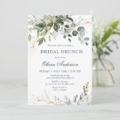 Invitation Aquarelle Eucalyptus Vert BRIDAL Brunch (Debout devant)