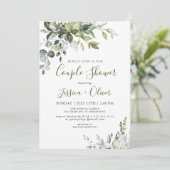 Invitation Aquarelle Eucalyptus Vert Couple Douche (Debout devant)