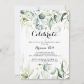 Invitation Aquarelle Eucalyptus Vert Fêtons la fête (Devant)