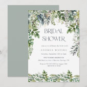 Invitation Aquarelle Eucalyptus Vert | Mariage botanique (Devant / Derrière)