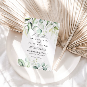 Invitation Aquarelle Eucalyptus Vert Mariage traditionnel