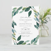 Invitation Aquarelle Eucalyptus Wreath Mariage botanique (Debout devant)