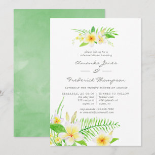 Invitation Aquarelle exotique Frangipani Dîner de répétition