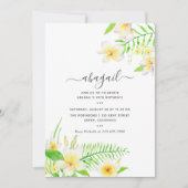 Invitation Aquarelle exotique Frangipani Floral Anniversaire (Devant)