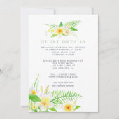 Invitation Aquarelle exotique Frangipani Mariage Détails sur  (Devant)