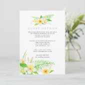 Invitation Aquarelle exotique Frangipani Mariage Détails sur  (Debout devant)