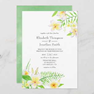 Invitation Aquarelle exotique Frangipani Mariage Floral