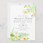 Invitation Aquarelle exotique Frangipani Mariage floral Invit (Devant)