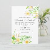 Invitation Aquarelle exotique Frangipani Mariage floral Invit (Debout devant)
