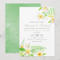 Aquarelle exotique Frangipani Mariage floral Invit