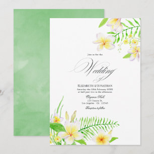 Invitation Aquarelle exotique Frangipani Mariage floral Invit
