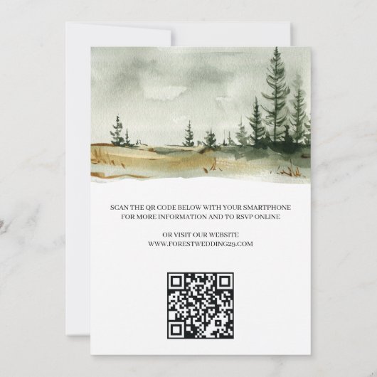 Invitation Aquarelle extérieure avec Mariage de code QR (Dos)