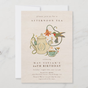 Invitation Aquarelle Faecore fleurie Tea Party Anniversaire