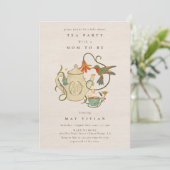 Invitation Aquarelle Faecore fleurie Tea Party Baby shower (Debout devant)