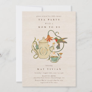 Invitation Aquarelle Faecore fleurie Tea Party Baby shower