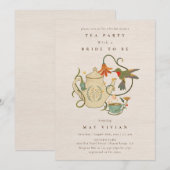 Invitation Aquarelle Faecore fleurie Tea Party Fête des marié (Devant / Derrière)