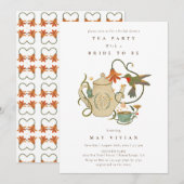 Invitation Aquarelle Faecore fleurie Tea Party Fête des marié (Devant / Derrière)