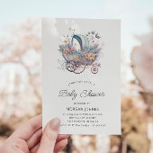 Invitation Aquarelle Fairy Bébé Poussette