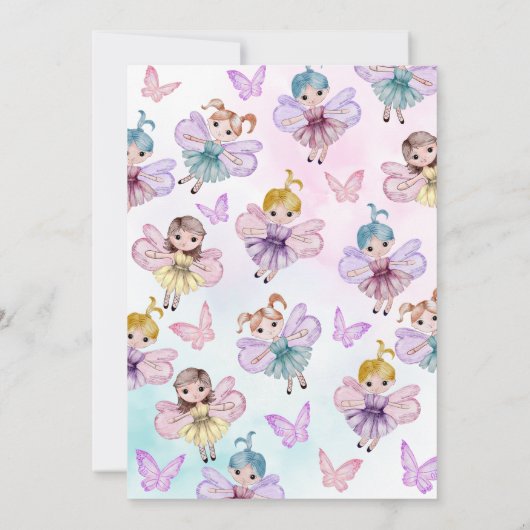 Invitation Aquarelle Fairy First Whimsical Anniversaire (Dos)