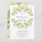 Invitation Aquarelle Faisy Communion Florale (Devant / Derrière)