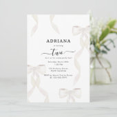 Invitation Aquarelle fantaisie Blanc Bow Anniversaire de enfa (Debout devant)