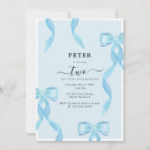 Invitation Aquarelle fantaisie Bleu Bow Anniversaire de enfan (Devant)
