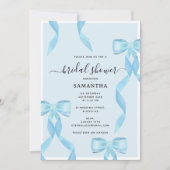 Invitation Aquarelle fantaisie Bleu Bow Fête des mariées offi (Devant)