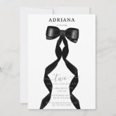 Invitation Aquarelle fantaisie Bow noir Formel Anniversaire (Devant)