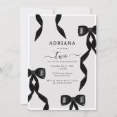 Invitation Aquarelle fantaisie Noir Bow Anniversaire de enfan (Devant)