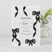 Invitation Aquarelle fantaisie Noir Bow Anniversaire de enfan (Debout devant)